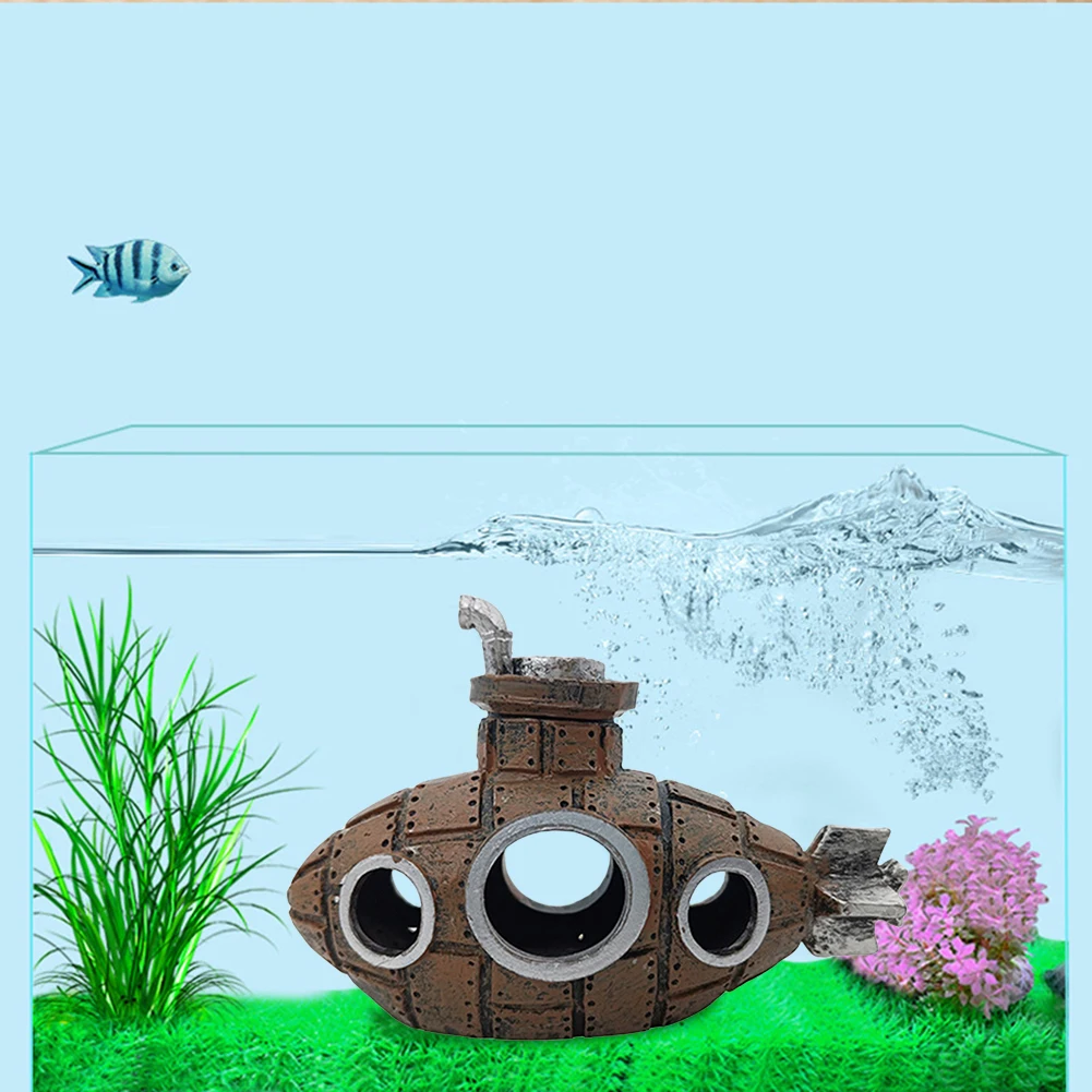 

Aquarium Submarine Ornament Fish Tank Landscaping Decoration Fish Hiding Submarine Ornaments for Themed Aquarium Landscaping