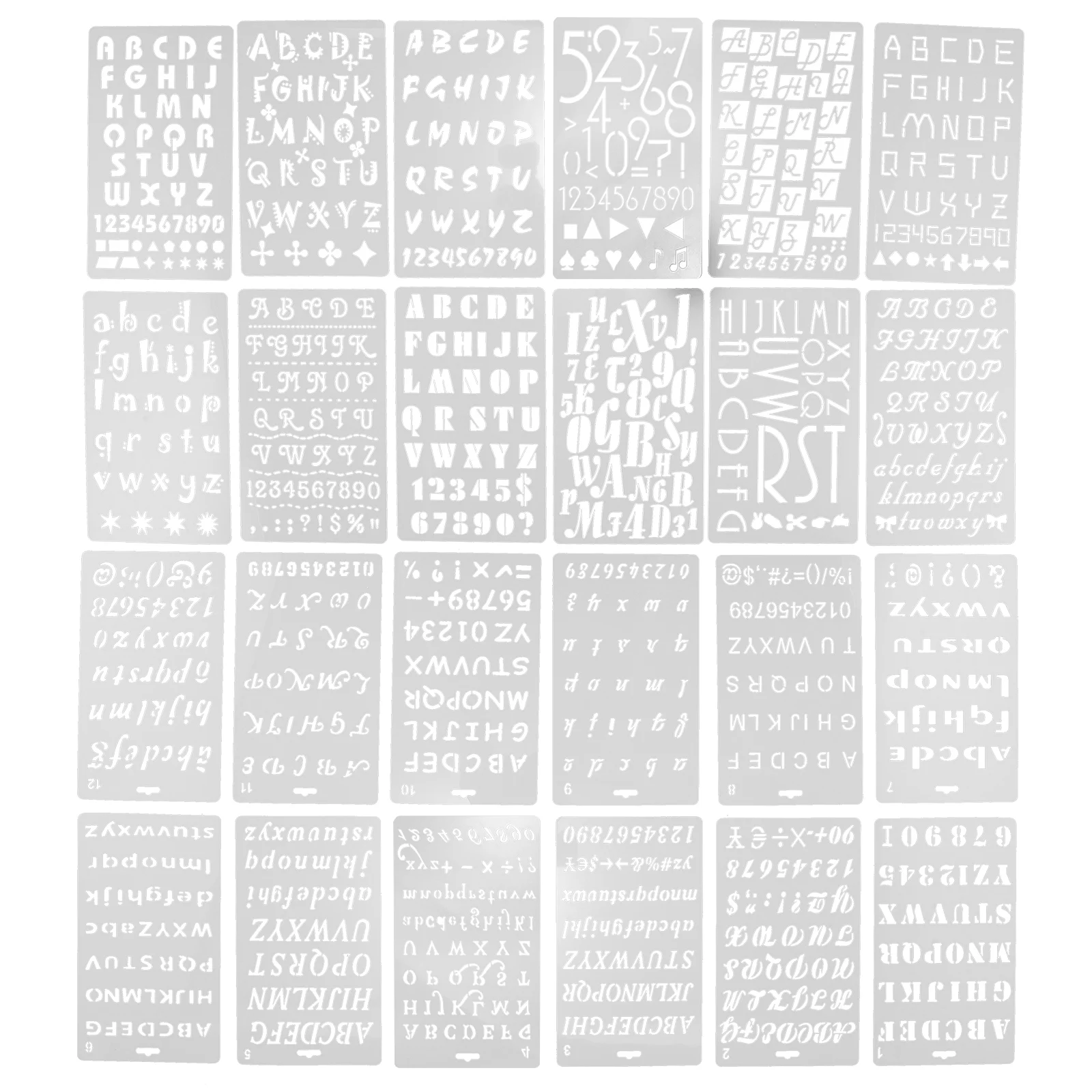 24 Pcs Letter Template Stencils for Walls Multifunction Number Painting Plastic Daily Use English DIY Printing