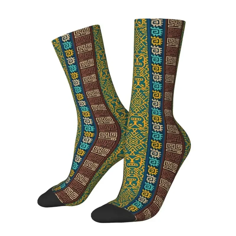 

Blue Ankara Mudcloth African Pattern Men Women Crew Socks Unisex Fashion 3D Print Africa Ethnic Art Dress Socks