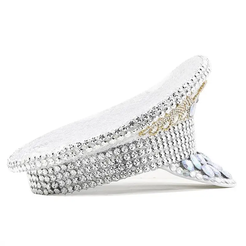 

39BD Night Club MilitaryCap Bridal Shower Hat Lady Stage Performances Props Top Hat