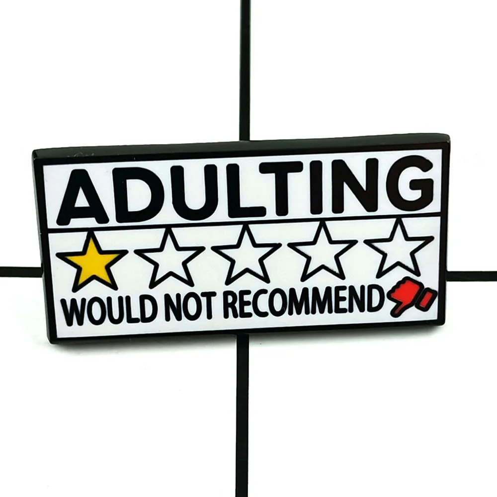Adult Life Self Deprecating Brooch One Star Negative Review Not Recommended Badge Funny Text Enamel Pin Adult Clothe Decoration