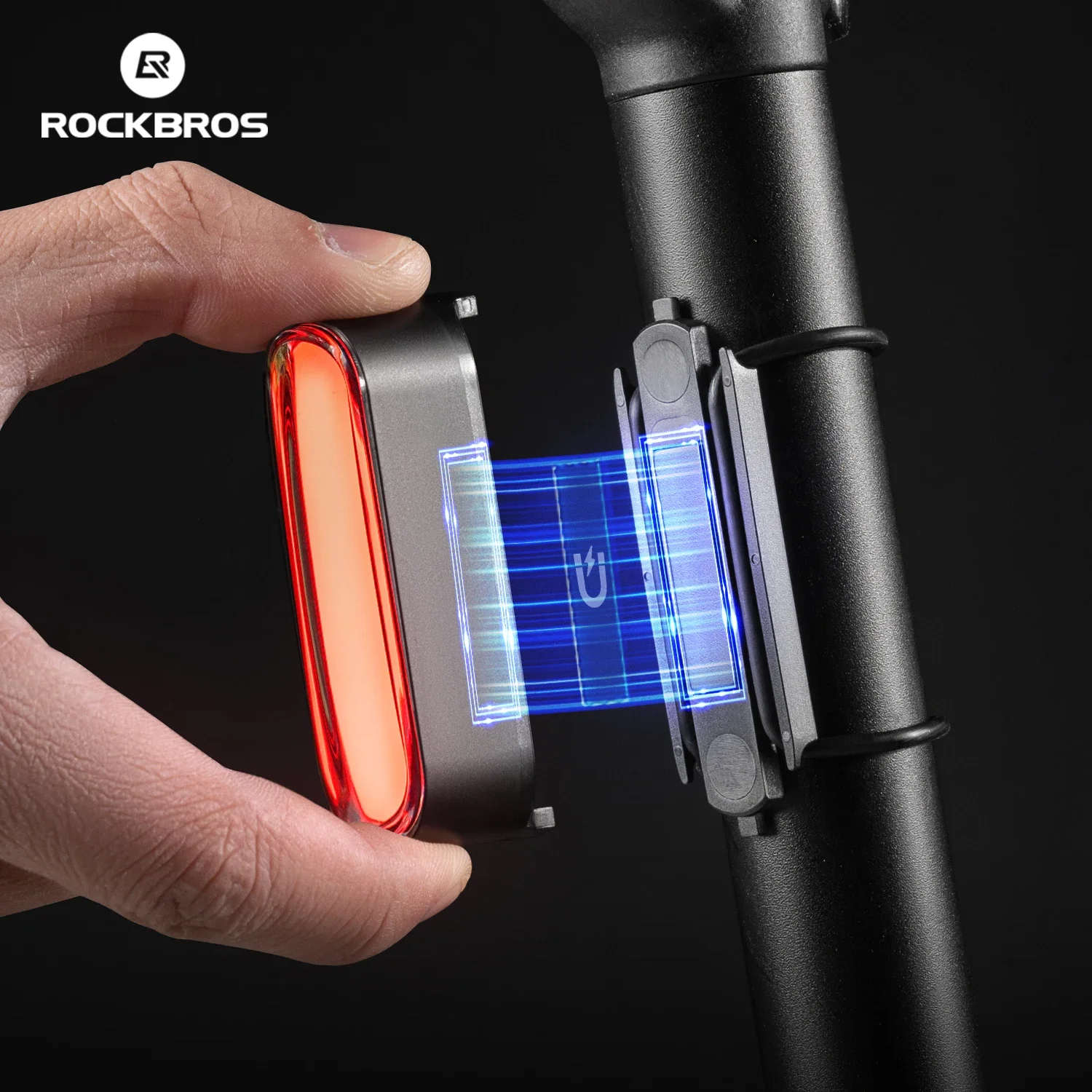 ROCKBROS Bicycle Tail light Magnetic Bicycle Light IPX6 Waterproof Type-c Rechargeable Mounting Smart 7 Modes Sensor Rear Light