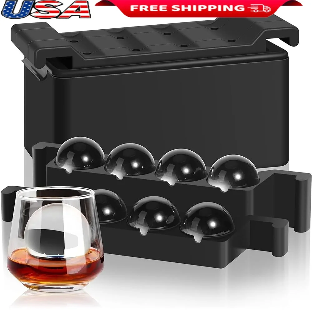 

Clear Ice Ball Maker 2 Inch Round Silicone Mold 8 Large Whiskey Ice Cubes Perfect Cocktails Gifts Dad Boyfriend Boss