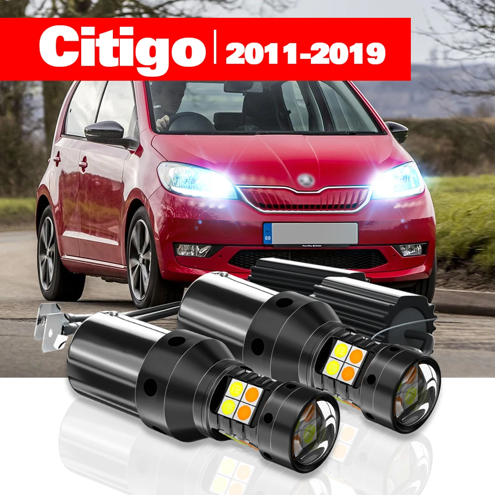 

Для Skoda Citigo Citigo-e 2011-2019 2 шт. светодиодный двухрежимный указатель поворота + дневные ходовые огни DRL 2020 2013 2014 2015 аксессуары