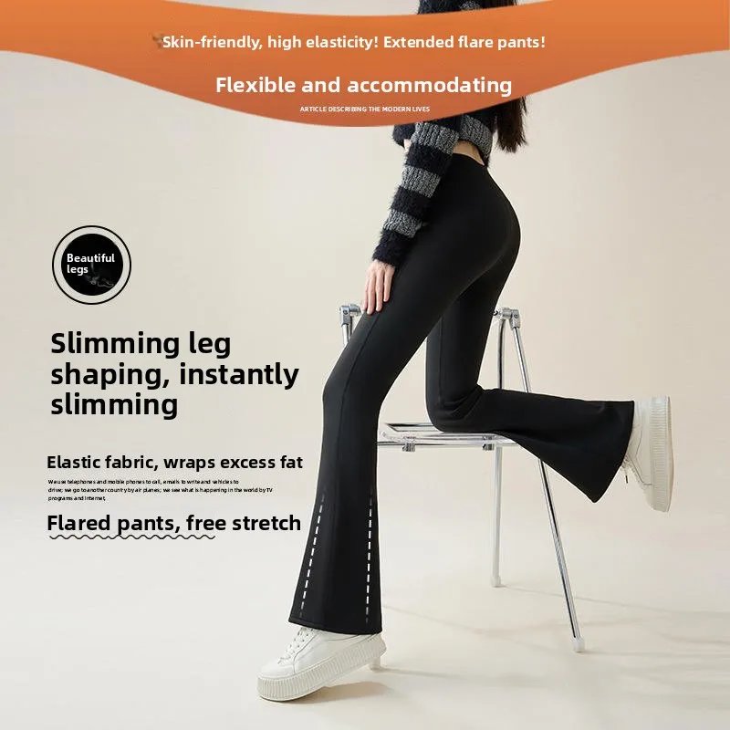 Pantalones de Yoga acampanados con forro de Fce para mujer de talla grande, pantalones largos adelgazantes de cintura alta, pantalones casuales cómodos con campana Bot