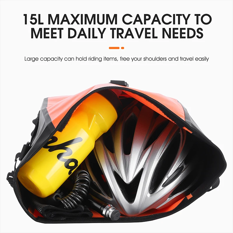 WEST BIKING Bicycle Rear Side Bag Fully Waterproof PVC Pannier Expandable 12-15L Bike Carrier Bag Quick Release MTB Shoulder Bag