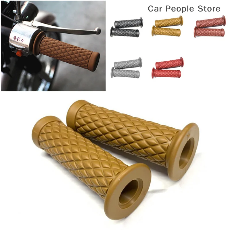 

7/8" 22mm Retro Rubber Motorcycle Handlebar Grips Non Slip Motorcycle Handle Grips Compatible With ATV Motorbike Pit Bike