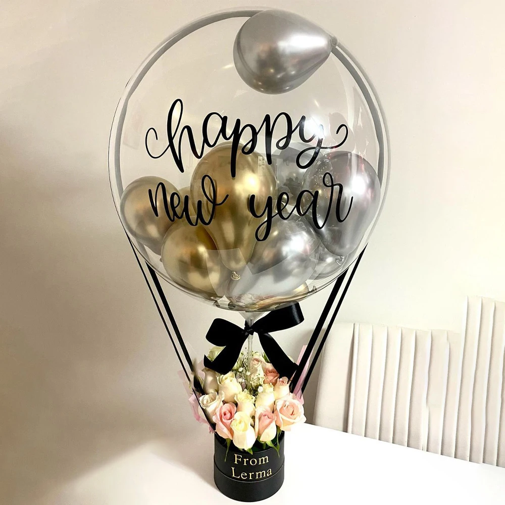 

Custom Print Package Wedding Birthday Gift Hot Air Balloon Bouquet Flower Box Congratulation Happy Pack Party Decoration