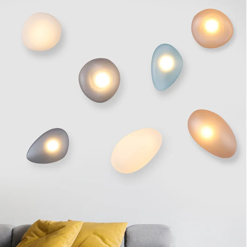 

Modern Creative Pebble Style Frosted Glass Shade 5W LED Wall Mount Lights For Living Room Aisle Bedroom