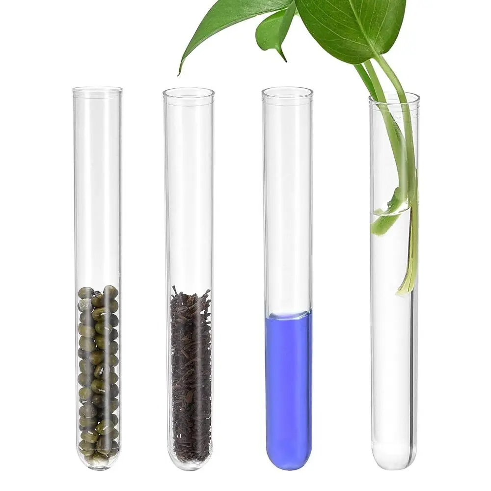 10pcs Wide Application with Cork Stoppers Plastic Test Tubes Storage Container Round Base for Scientific Experiments