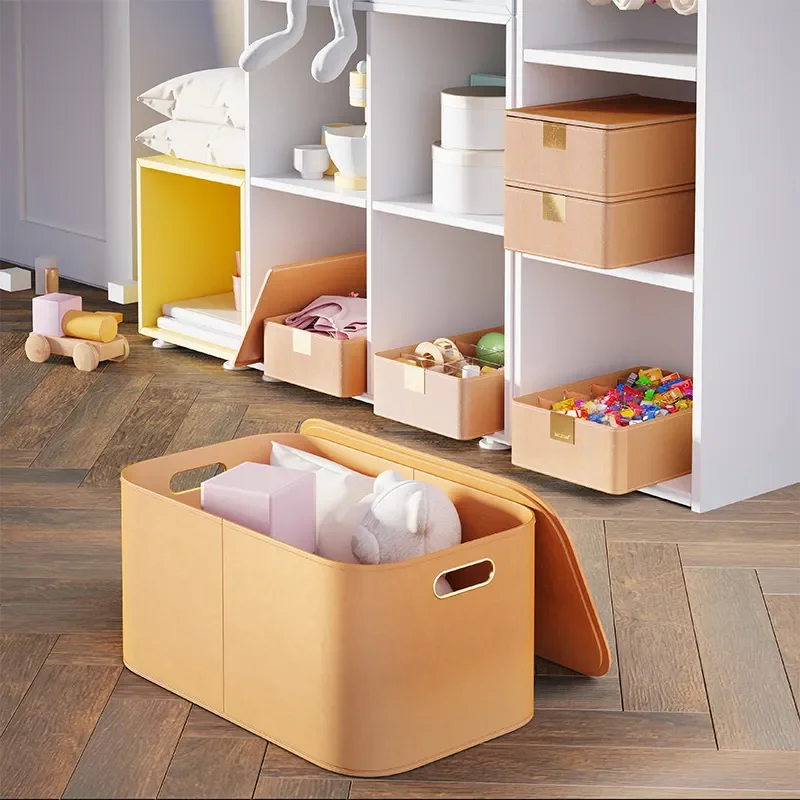 Large Capacity Wardrobe Storage Box With Lid For Clothes Pants Household Organizer Bin Foldable Fabric Container For Closet