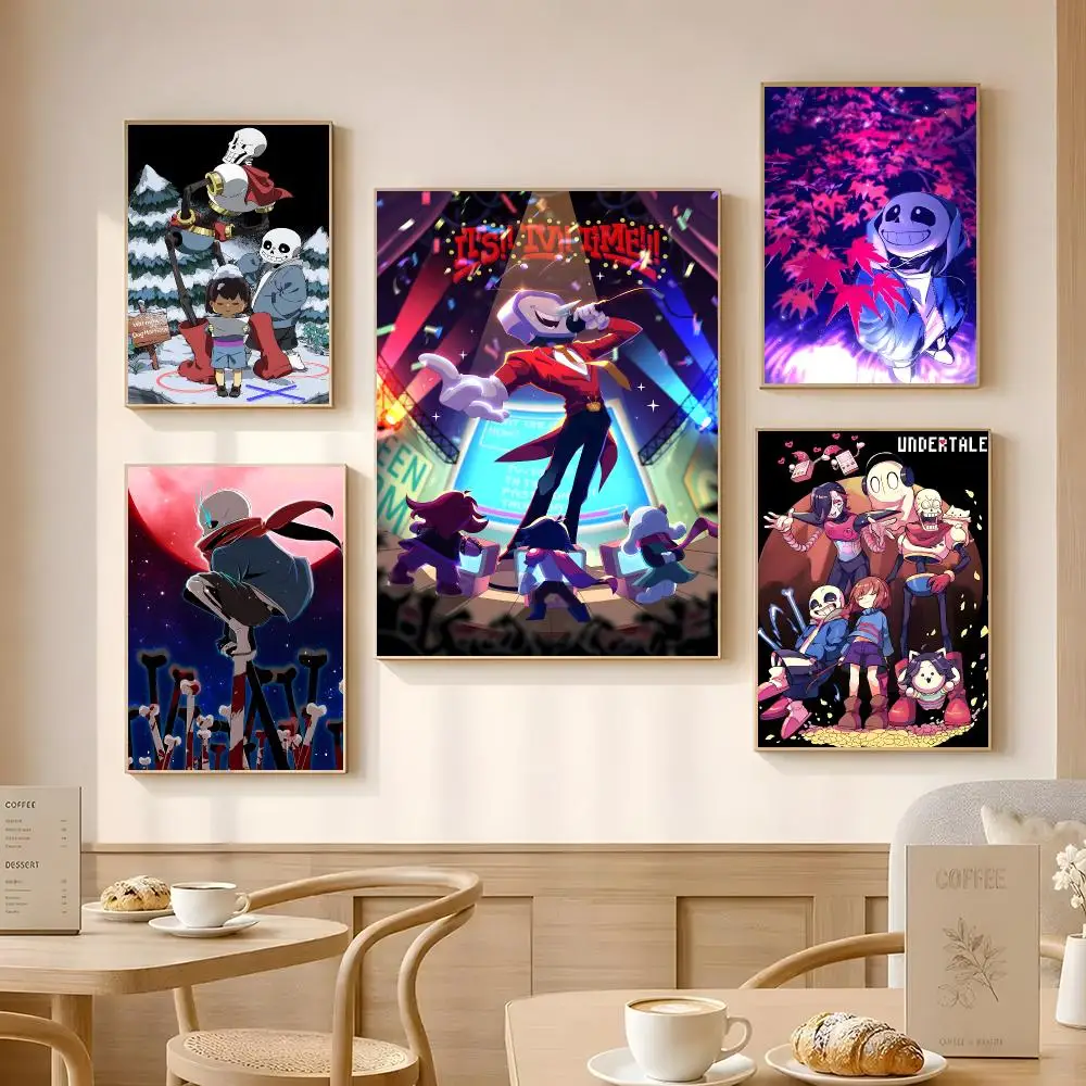 Game Undertale Poster Poster Self-adhesive Art Waterproof Paper Sticker Coffee House Bar Room Wall Decor