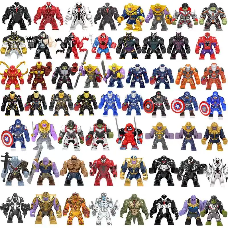 Marvel building block dolls, superhero anime characters Spider Man, Thanos, Hulk, DIY assembly, children's toys, birthday gifts