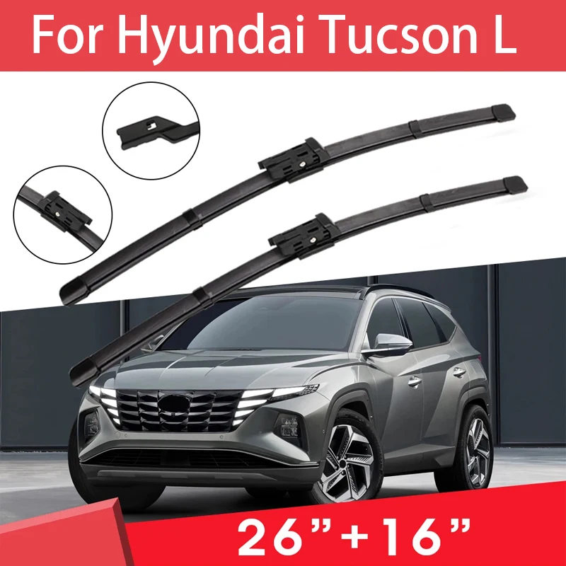 

Car Wiper Blade Blades For Hyundai Tucson L 2021-2023 26"+16" Windshield Windscreen Clean Rubber Silicon Car Wipers Accessories