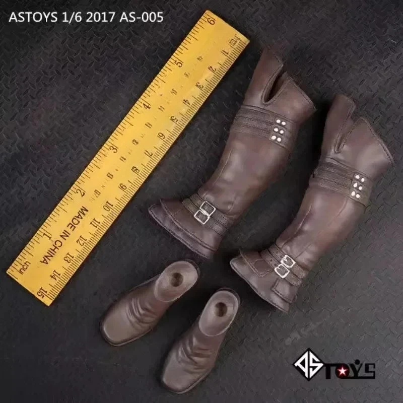 ASTOYS 1/6 Scale AS005 Ancient Roman Crusaders Brown Solid Boots Shoes Model for 12in Male Soldier Doll Feet Accessories Body