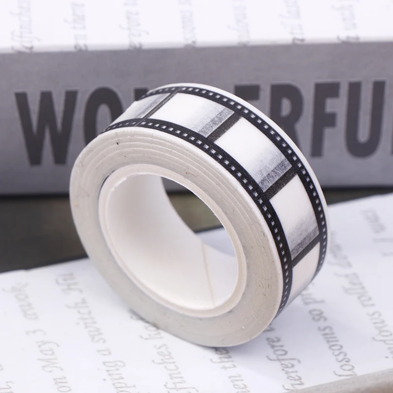 10M*15mm Tape Camera Roll Print Scrapbook DIY Sticker Decoration Japanese Tape Paper Black White Edges 10m