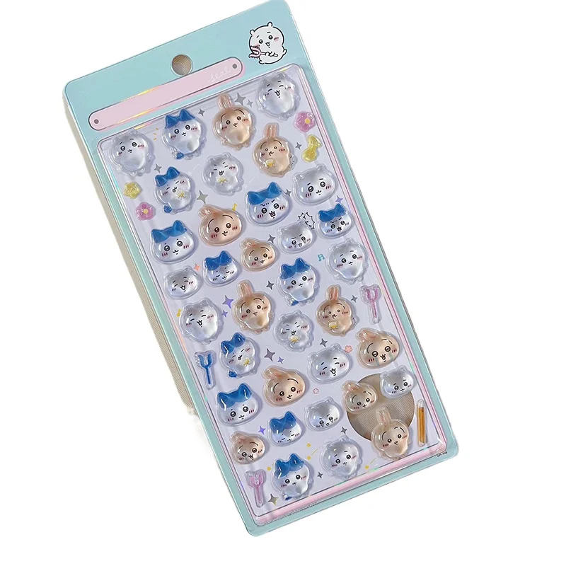 Schattige Cartoon Chiikawa 3D reliëf stickers Kawaii Seal Puff DIY decal sticker voor scrapbook laptop telefoonhoesje kristallen stickers - afbeelding 1