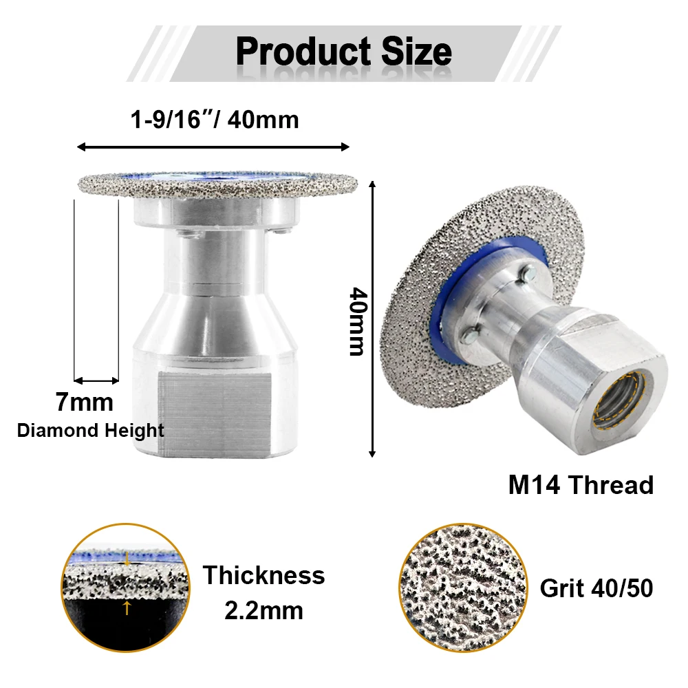 SHDIATOOL 3pcs Diamond Vacuum Brazed Engraving Saw Caving Blade Removable M14 58 Flange Mini Grinding Disc Concrete Ceramic Tile