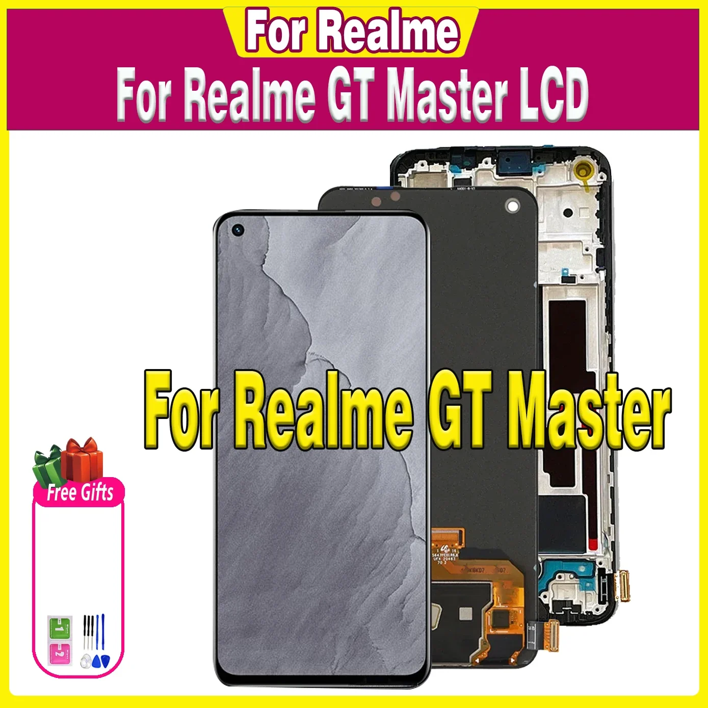 100% Tested Super AMOLED LCD For Realme GT Master RMX3363 RMX3360 Display Repair Parts Display Touch Screen Digitizer Assembly