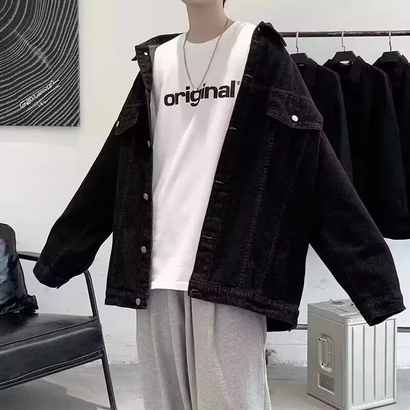 Loose Fit American Style Denim Jacket for Men Autumn Winter New Fashion Big Size 250 Pounds Retro Workwear Open Cardigan Coat