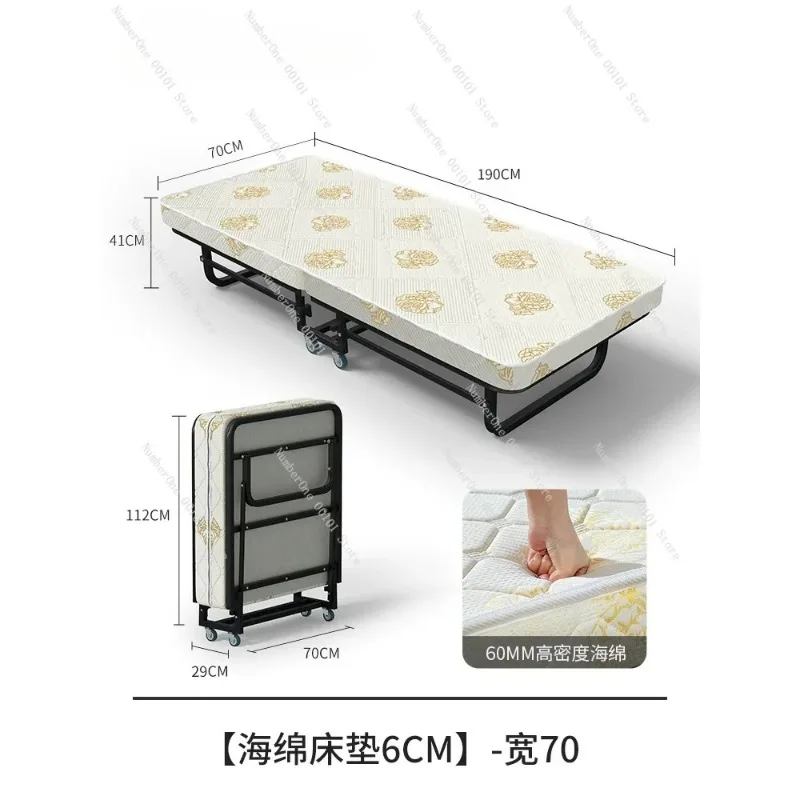 Household Rollaway Single Folding Bed, Portable Mobile Guest Extra Bed for Home Office Siesta & Hotel Temporary Accommodation