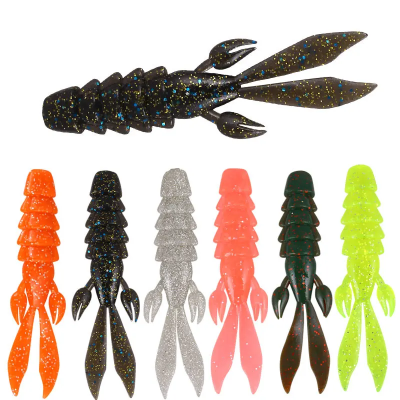 5Pcs Floating 80mm 4g Crawfish Larvae Soft Silicone Bait Jigs Wobbler Worms Fishing Lures Artificial Swimbait Bass Pike Tackle