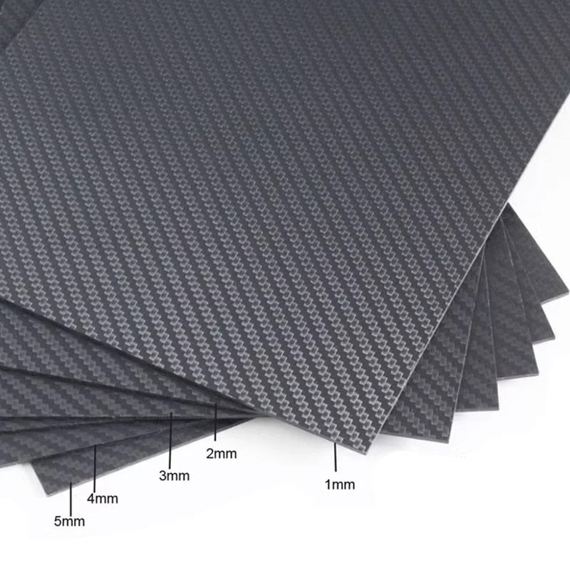 100mm X 250mm 0.5mm 1mm 1.5mm 2mm 3mm 4mm 5mm 3K Carbon Fiber Plate Panel Sheets Matte High Composite Hardness Material