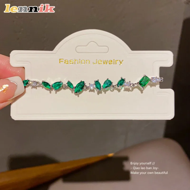 Zircon Bracelet , Korean Style Sparkling Teardrop Snap Closure , Gold Plated Dainty Chain , Elegant Daily Jewelry for Women Gift
