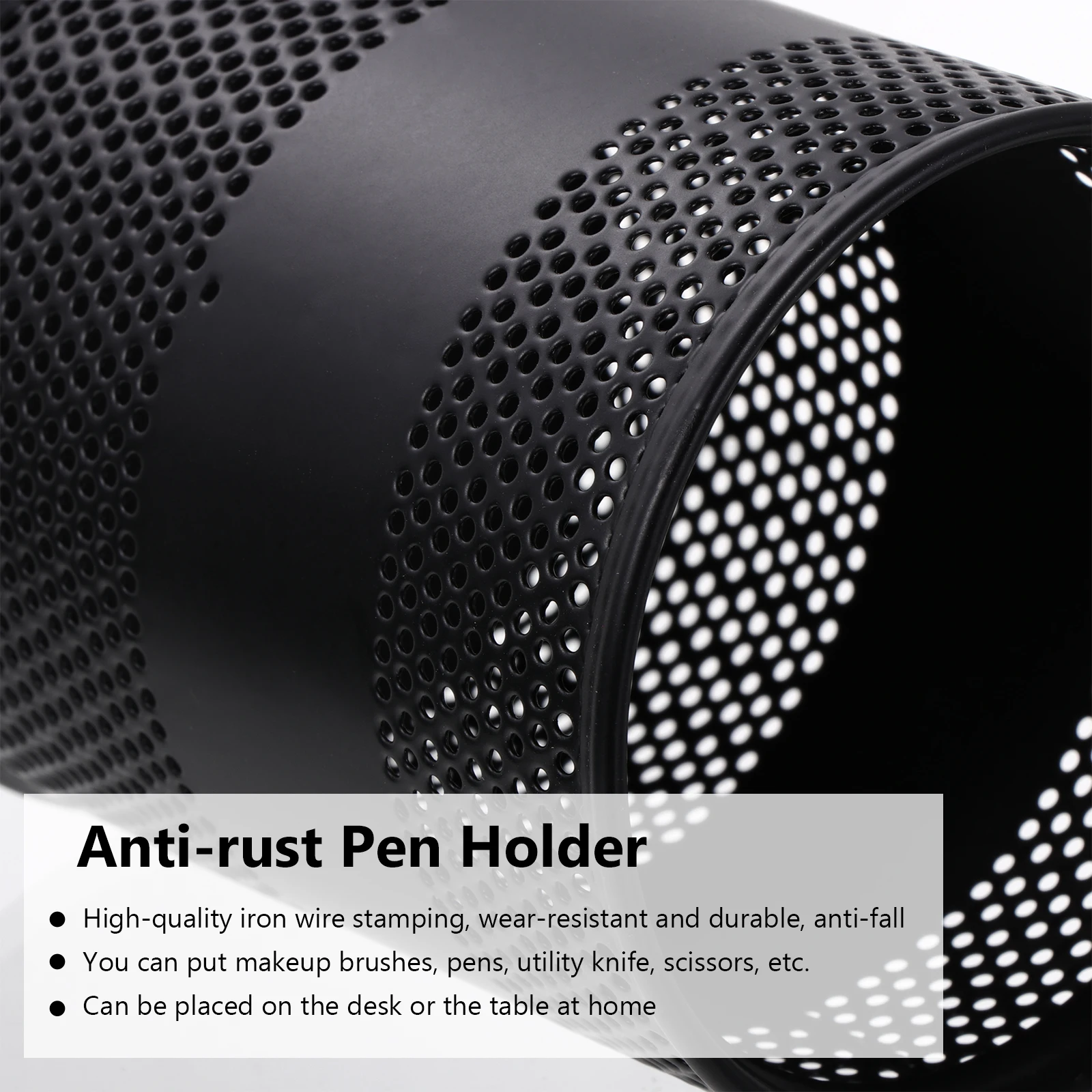 

2pcs Metal Pen Holder Desktop Storage Box Brush Bucket Iron Stationery Container Brush Holder For Office Home