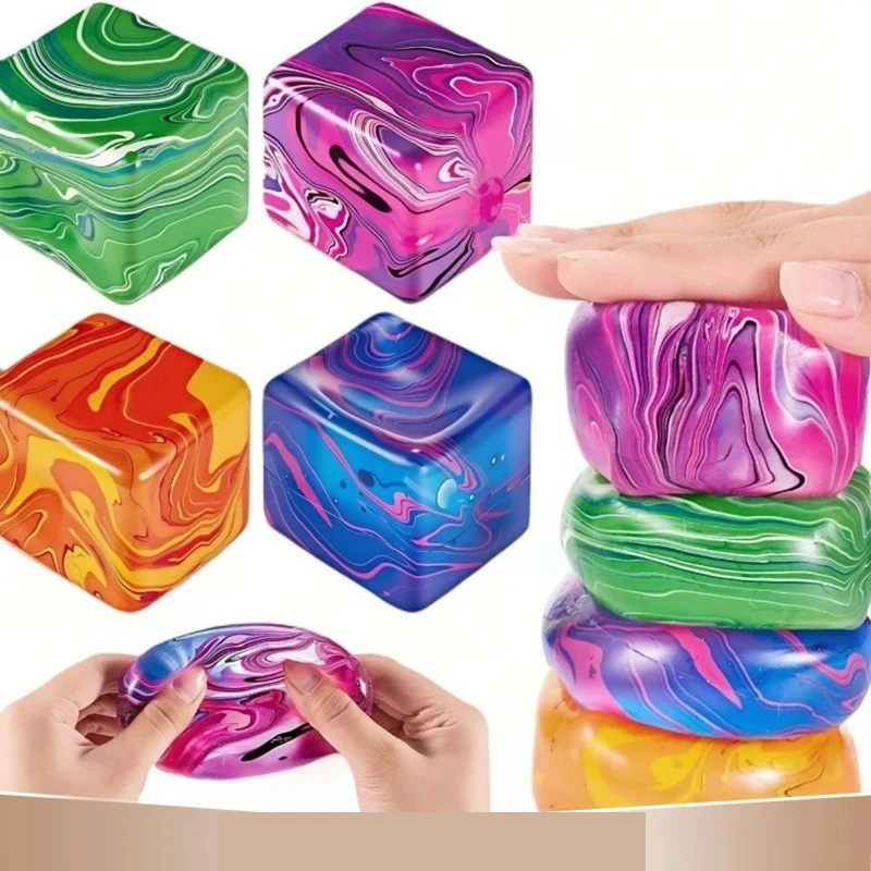 Marble Swirl Ice Cube Squeeze Toy Slow Rising Squishy Stress Cube Anxiety Relief Sensory Fidget Toy for Adults Kids
