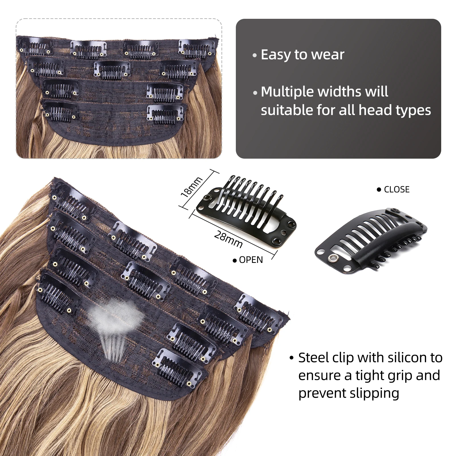 4Pcs/Set 20Inch Synthetic Hair Clip In Long Wavy Thick Hairpieces For Women Full Head Synthetic extenciones para el cabello