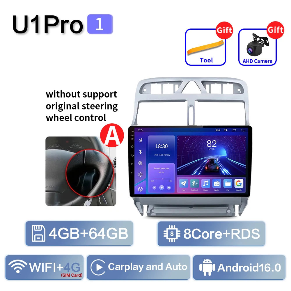 Carplay Voor Peugeot 307 SW 307CC 307SW 2002 2003 2004 2005 2006 2007-2013 Multimedia Autoradio Speler WIFI + 4G BT DSP