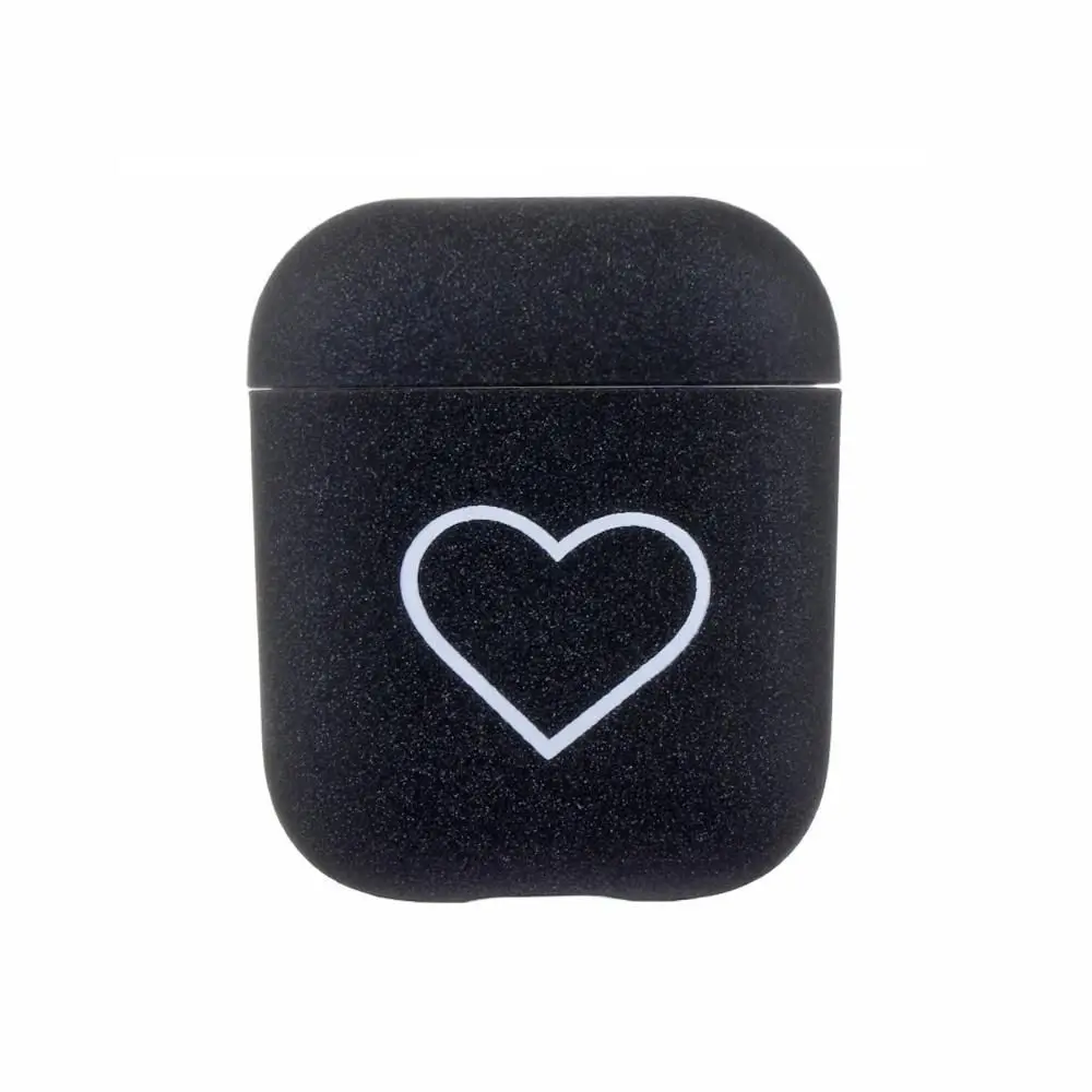 Cute Design Hard PC Airpods Case Love Heart Pink Black Earphone Case Silicone TPU Cute Heart Cute Design Earphone Accessories