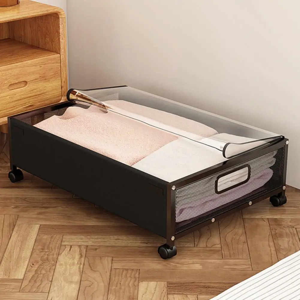 Metal Frame under Bed Storage Basket Home under Bed Storage Rack with Wheels Durable Metal Frame under Bed Storage for Shoes