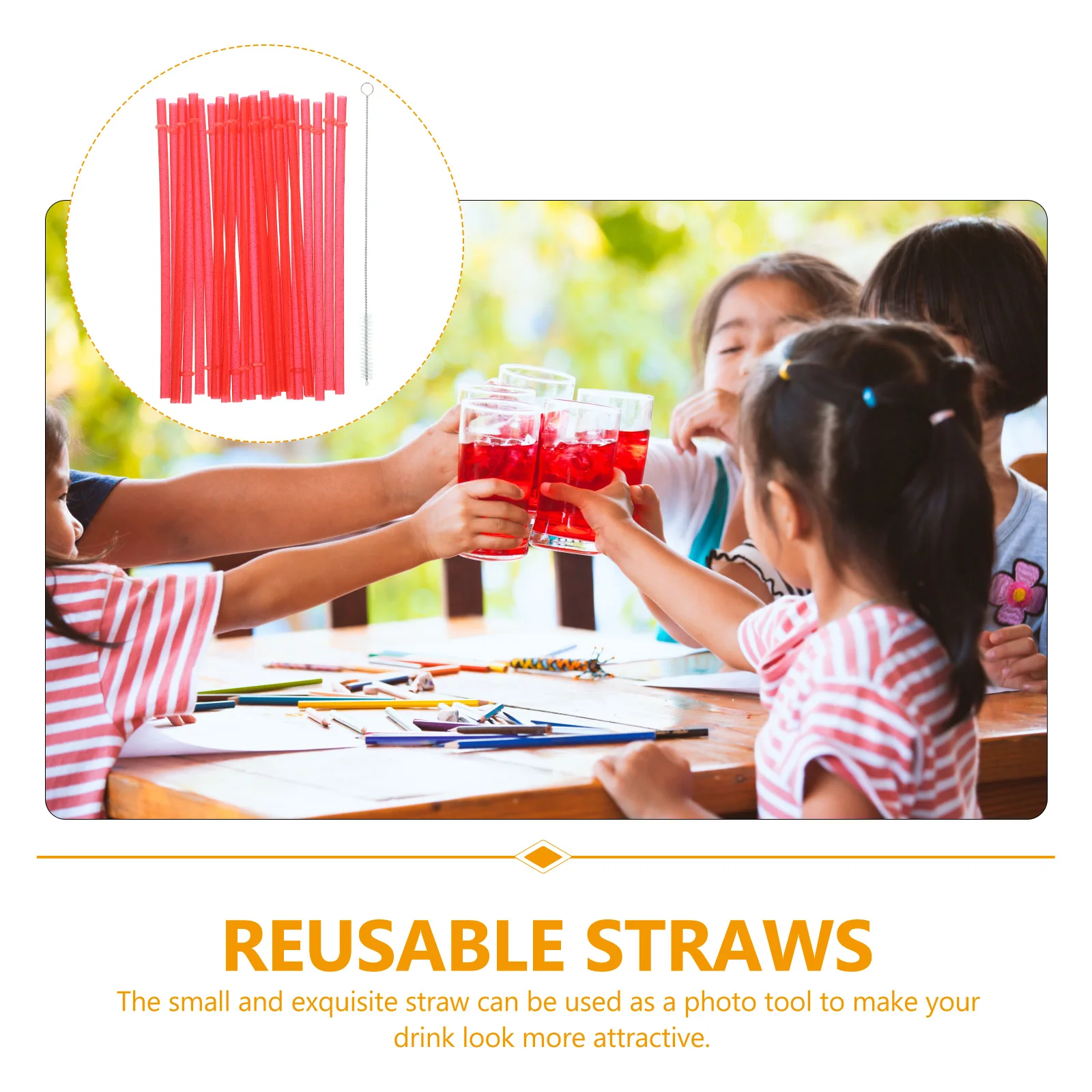 

25Pcs Reusable Straws with Cleaning Brush Thickened Colored Drinking Straws for Birthday Party Juice Water Household Use