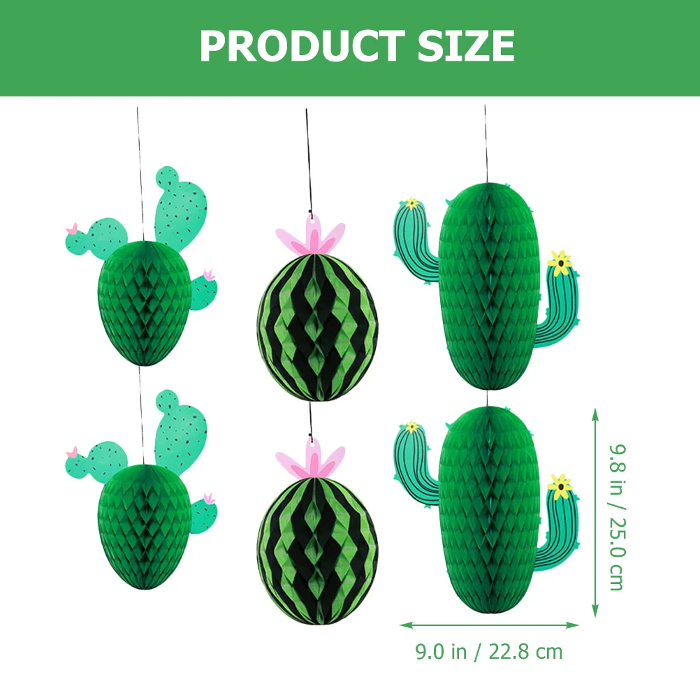 6 Pcs Cactus Decorations Party Centerpiece Hanging naments Summer Honeycomb Paper Decorations Festive Supplies