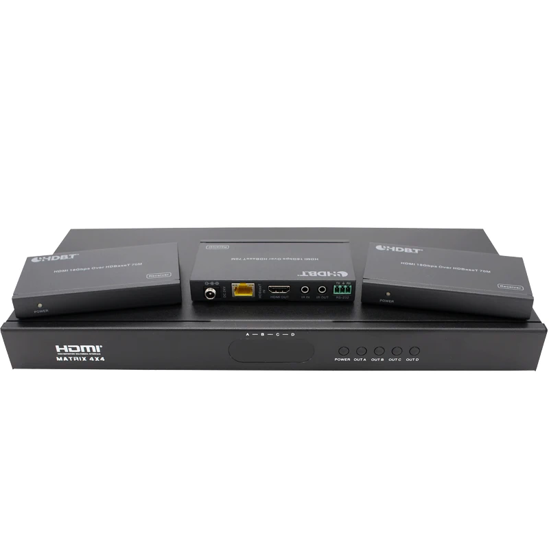 Control IP 4K UHD HDR10 POC RS232, 4x4 HDBaseT, HDMI 2,0, matriz, extensor de conmutador a 70m para sistema de cine en casa