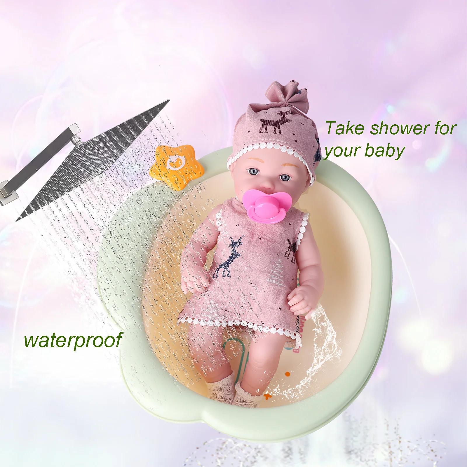 One Piece 12.6 Inches Newreborn Baby Doll Light Pink Color Clothes Vinyl Body 32cm Realistic Reborn Baby Dolls with Pacifier