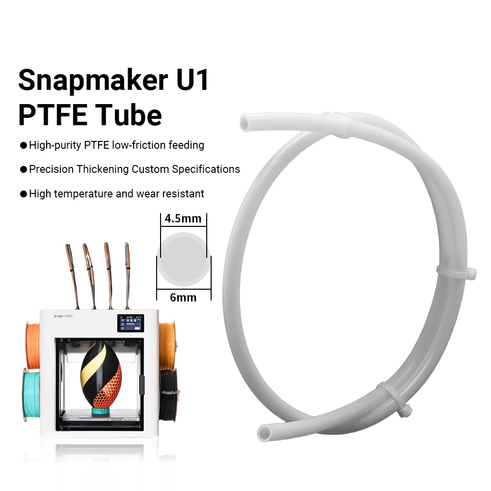 PTFE-Schlauch für Snapmaker U1 Filamentrohr Hitzebeständiger Extruder-Schlauch Länge 650mm 4,5mm ID 6mm OD für Snapmaker U1 3D-Drucker