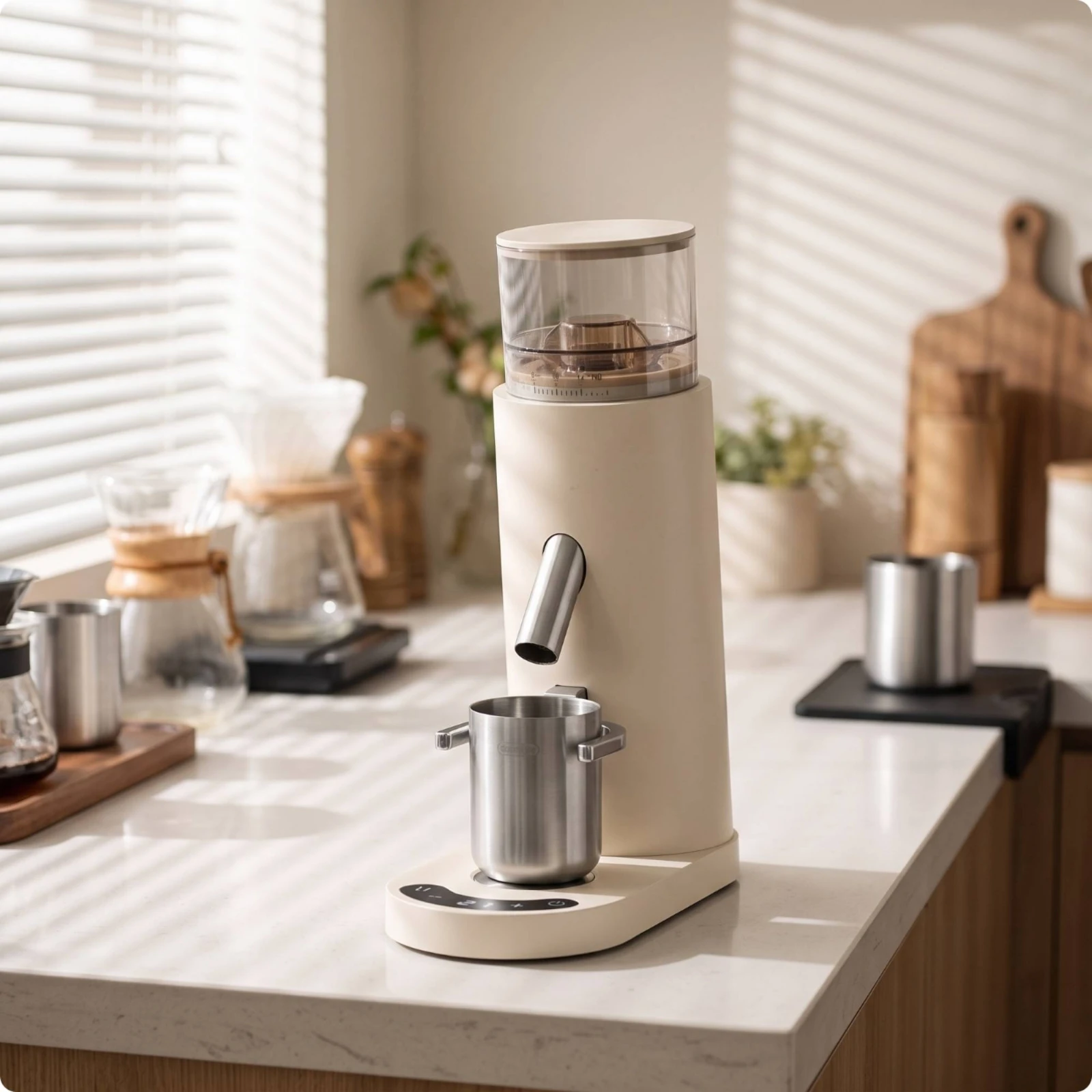 Electric Coffee Grinder Zero-Retention Coffee Grinder with Dosing Cup Precision Compact for Baristas, Espresso, Pour-Over