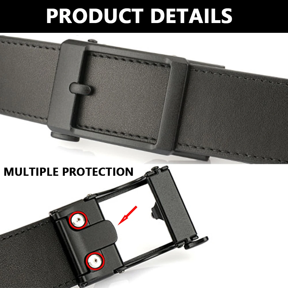 TUSHI Official Genuine Men's Leather Belt Natural Cowhide 3.8cm Tactical Belt Alloy Automatic Buckle Trouser Belt Black Girdles