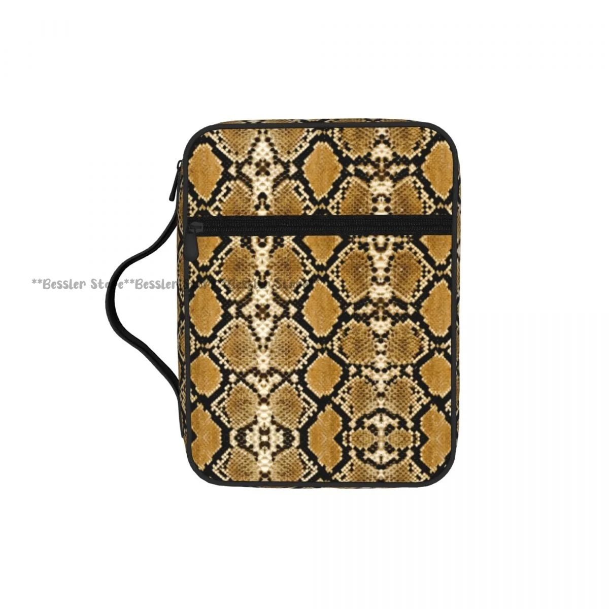 

Чехол для Библии с ручкой, сумка для церкви, защитный чехол для Библии с узором под змеиную кожу, с карманом на молнии, сумка для планшета