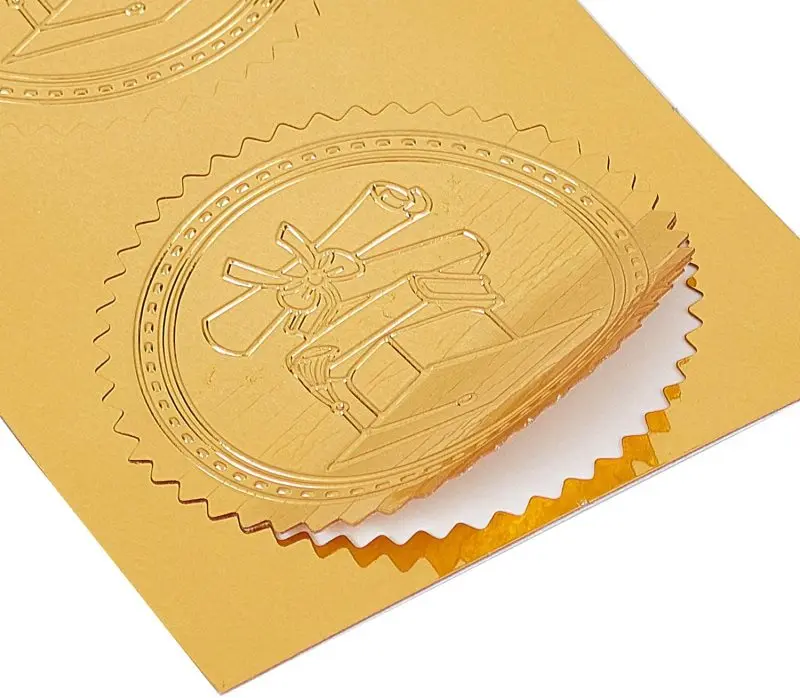 25Sheet Excellence Gold Foil Certificate Seals Self Adhesive Embossed Seals Gold Stickers 100pcs Medal Decoration Labels