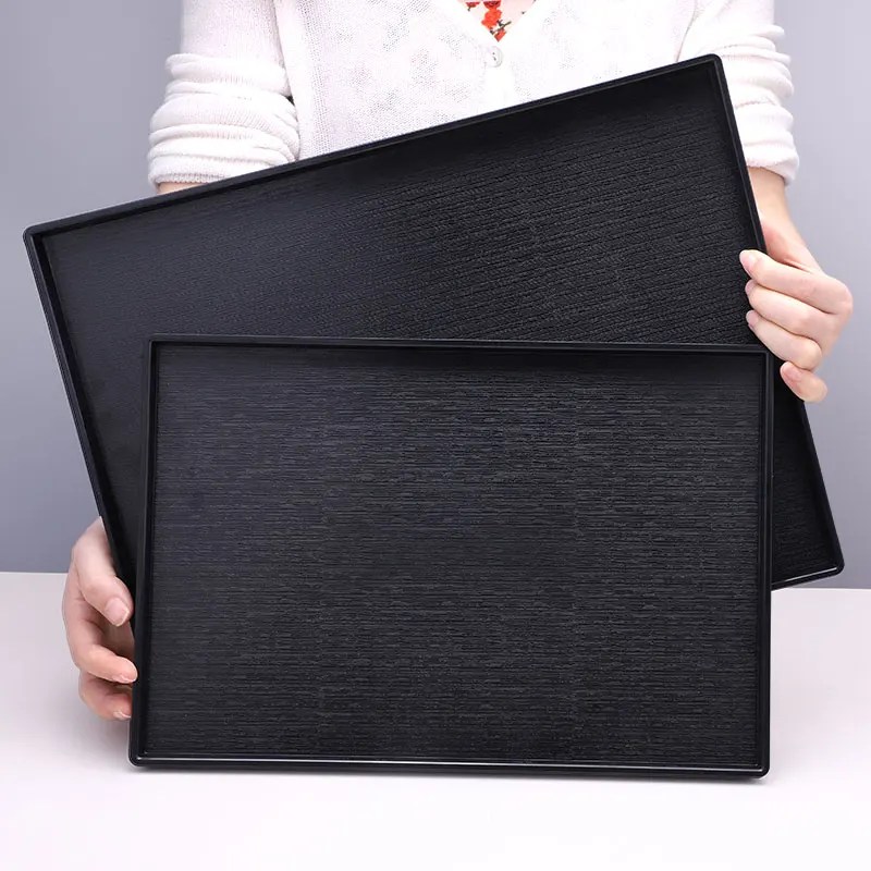 

Rectangular commercial anti-slip tea cups, wood-grain imitation restaurant plates, high-end hotel plastic storage plates