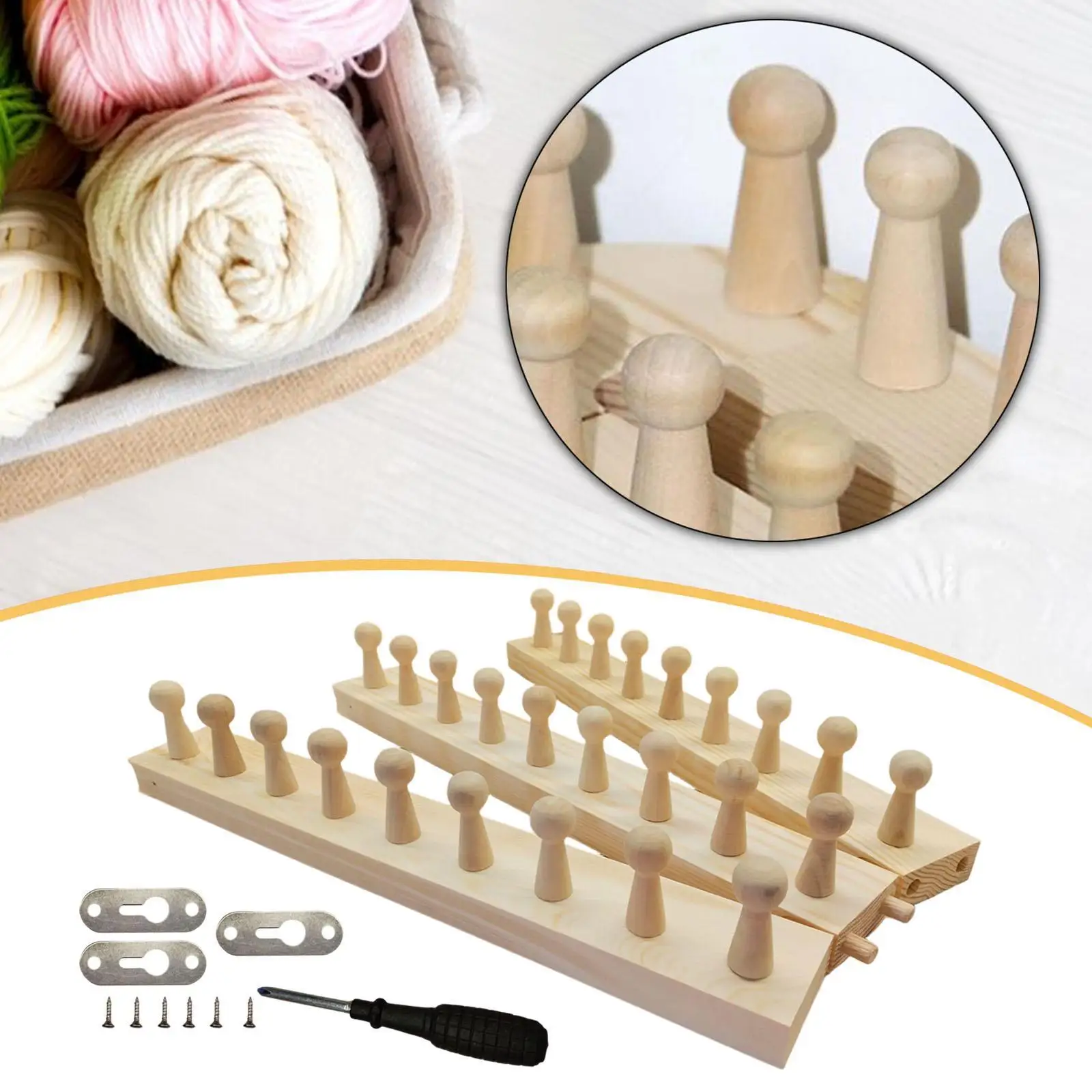 

Beginner Modular Wooden Knitting Loom Adjustable Size for Chunky Yarn Blanket Weaving Handmade Home Craft and Sewing Projects