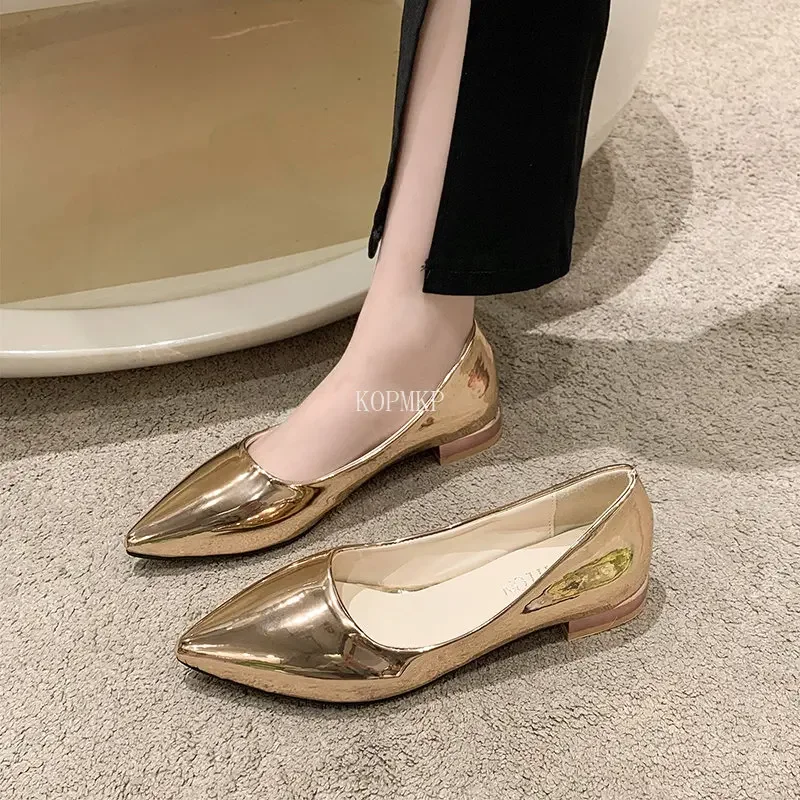 2024 Thick Heeled Pu Leather Office Ladies Pumps Pointed Toe High Heels Shoes Woman Spring Classic Women Shoes Plus Size 34-43