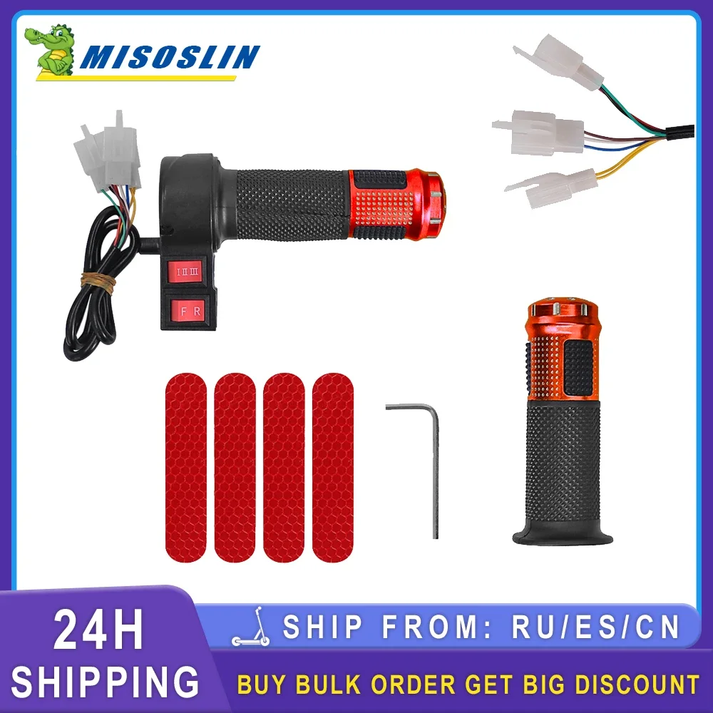 Acelerador de polegar para bicicleta elétrica, com alça, 24v, 36v, 48v, 60v, 72v, acelerador de dedo, torção para triciclo/e-scooter, peça