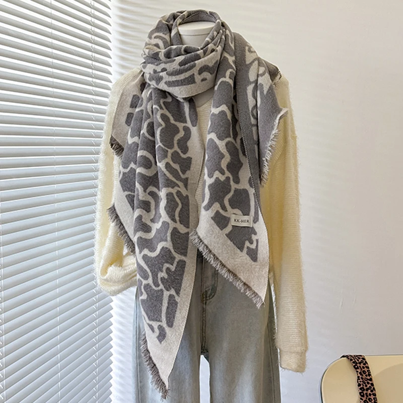 2025, neuer Design-Winterschal aus Kaschmir für Damen – eleganter, warmer Pashmina-Schal mit Leopardenmuster, Poncho und Bufanda – Detail 8