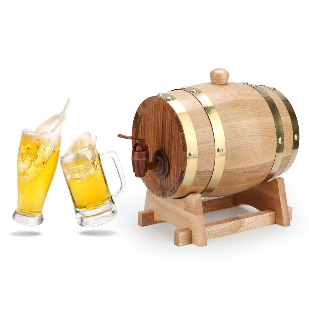 ZK20 1.5L Vintage Oak Wood Wine Barrel Keg Bucket Home Wine Storage Accessories view 2