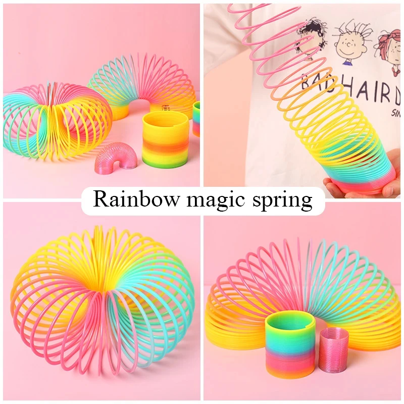 2024 Rainbow Magic Spring Party Toy Creative Decompression Folding Spring Circle Magic Puzzle Children\'s Birthday Party Gift